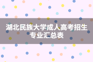 湖北民族大学成人高考招生专业汇总表