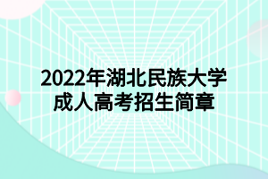 2022年湖北民族大学成人高考招生简章