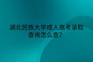 湖北民族大学成人高考录取查询怎么查?